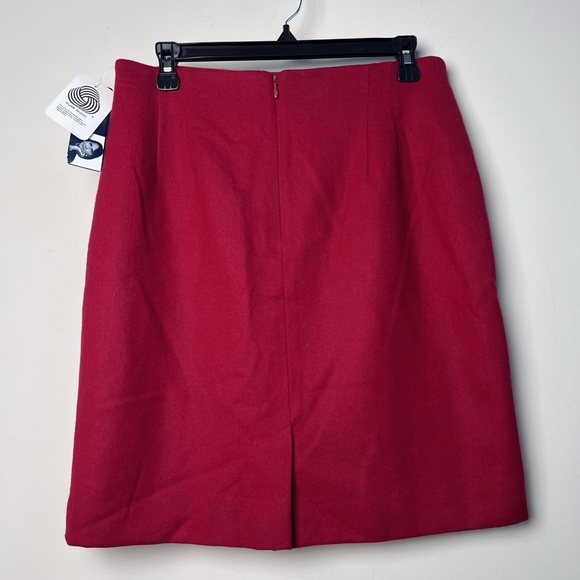 Vintage Rena Rowan Saville Skirt Women's 14P Lined Zipper 100% Pure Wool Red - Picture 4 of 6